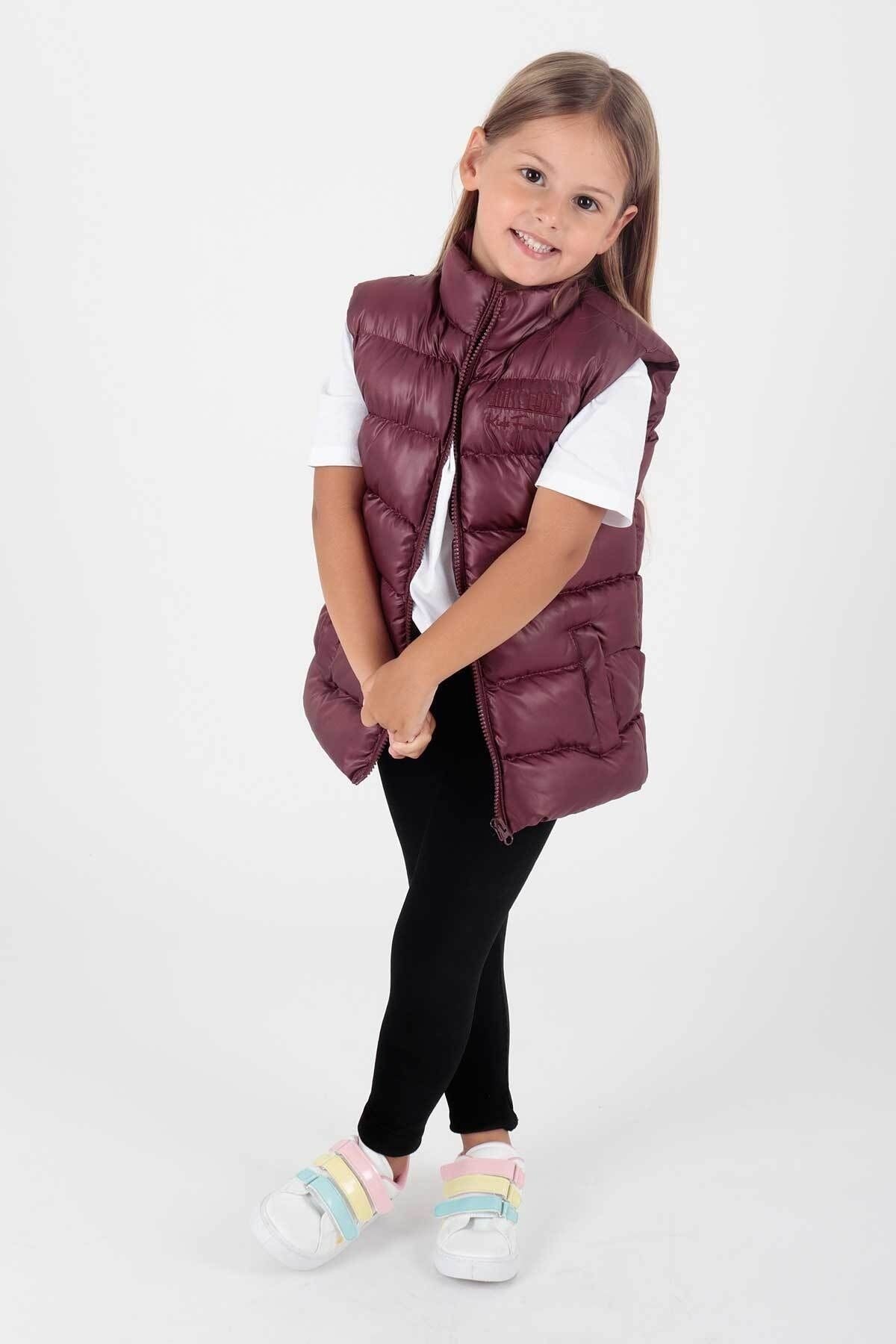 Girl's Embroidered Trendy Patterned Inflatable Vest without Hood Ak216869