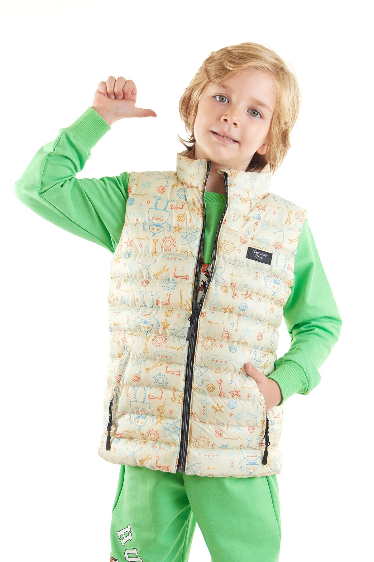 Boy's Robot Printed Trend Inflatable Vest Ak213031