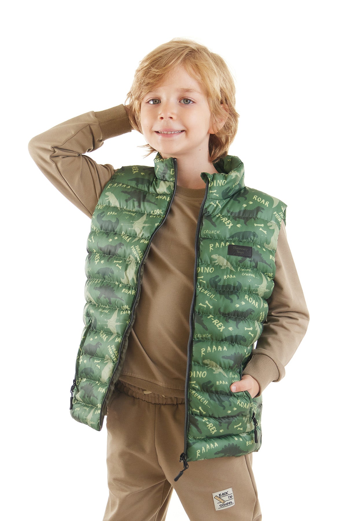 Boy Boy Dino Printed Trend Inflatable Vest AK216061