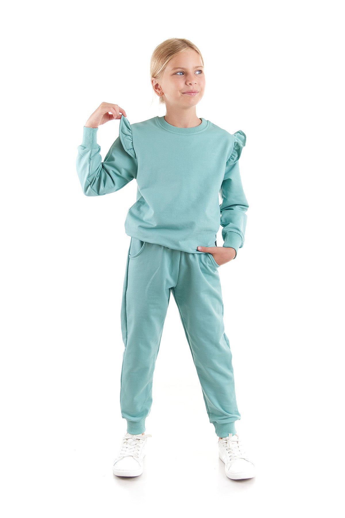 Girl's Ruffle Detailed Trend Tracksuit Set Ak2515