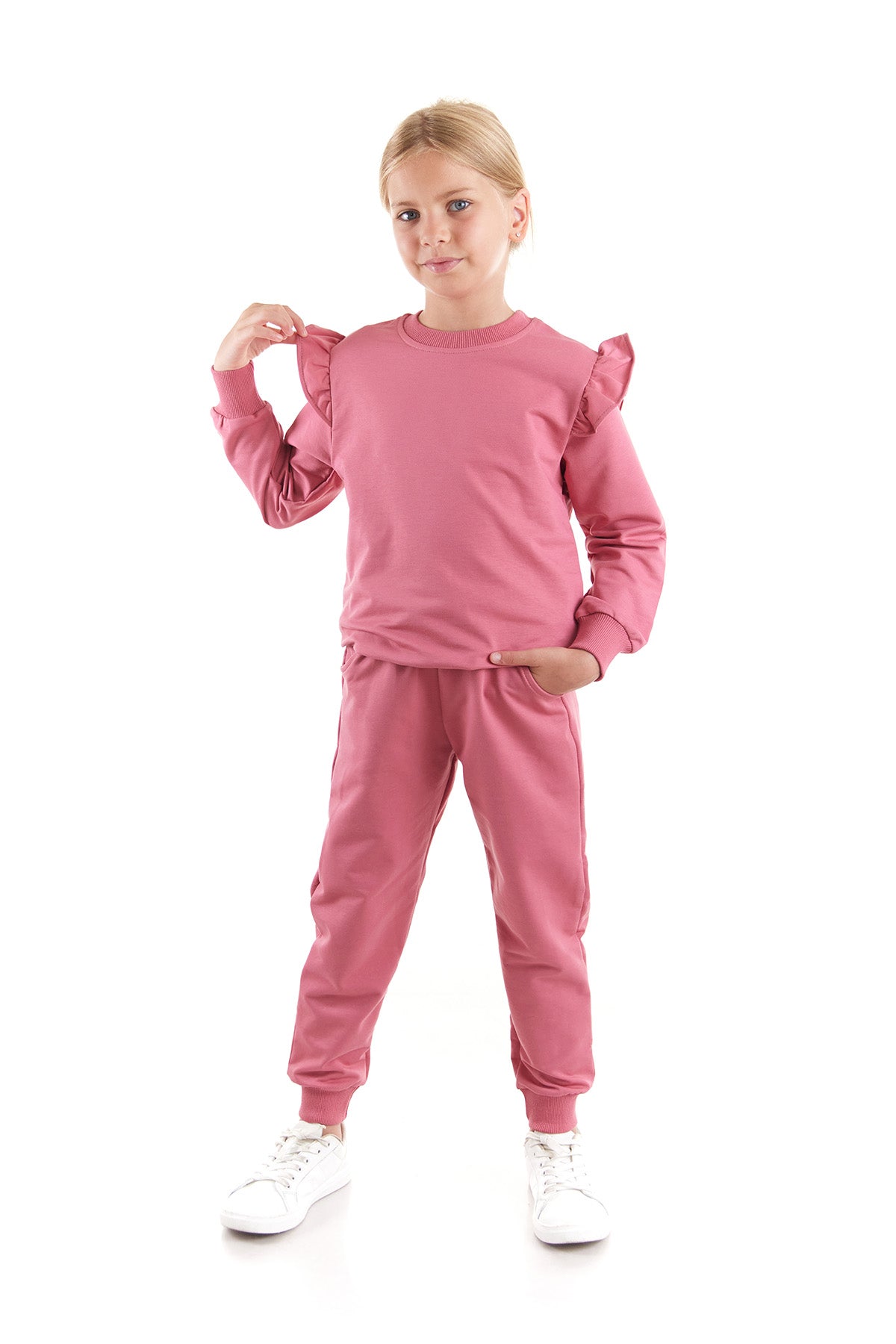 Girl's Ruffle Detailed Trend Tracksuit Set Ak2515