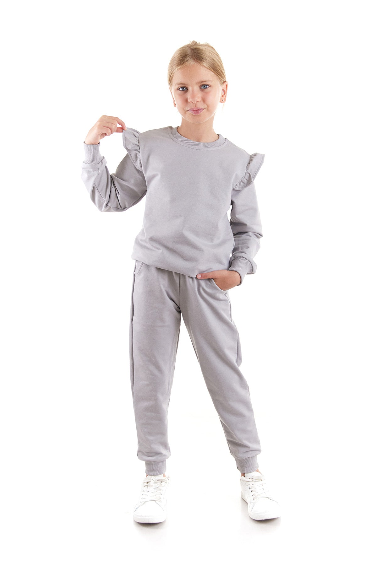 Girl's Ruffle Detailed Trend Tracksuit Set Ak2515