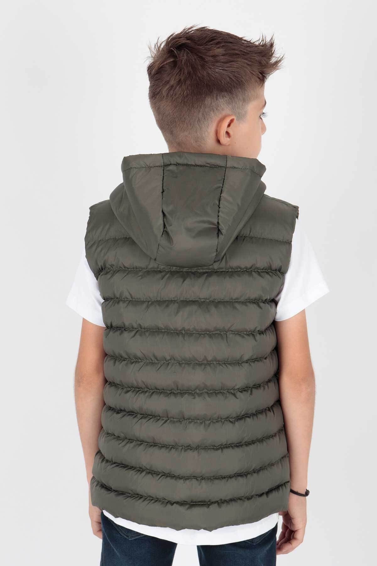 Boy's Fashion Trend Hooded Inflatable Vest Ak215051