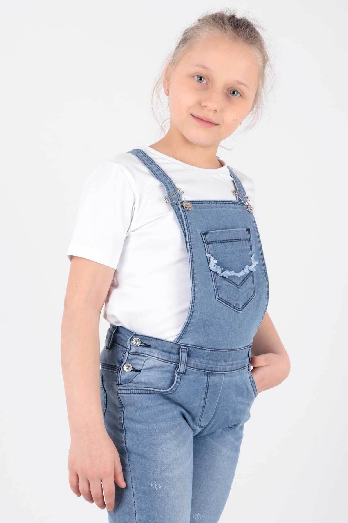 AHENK KİDS AK5116-Y GIRL'S LEG SEQUIN GARDENER JUMPSUIT