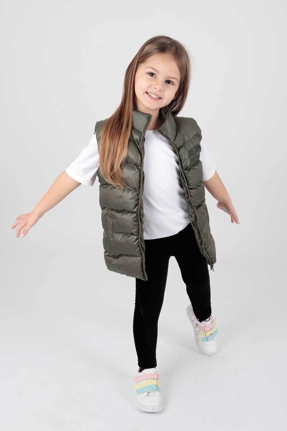 Girl's Embroidered Trendy Patterned Inflatable Vest without Hood Ak216869