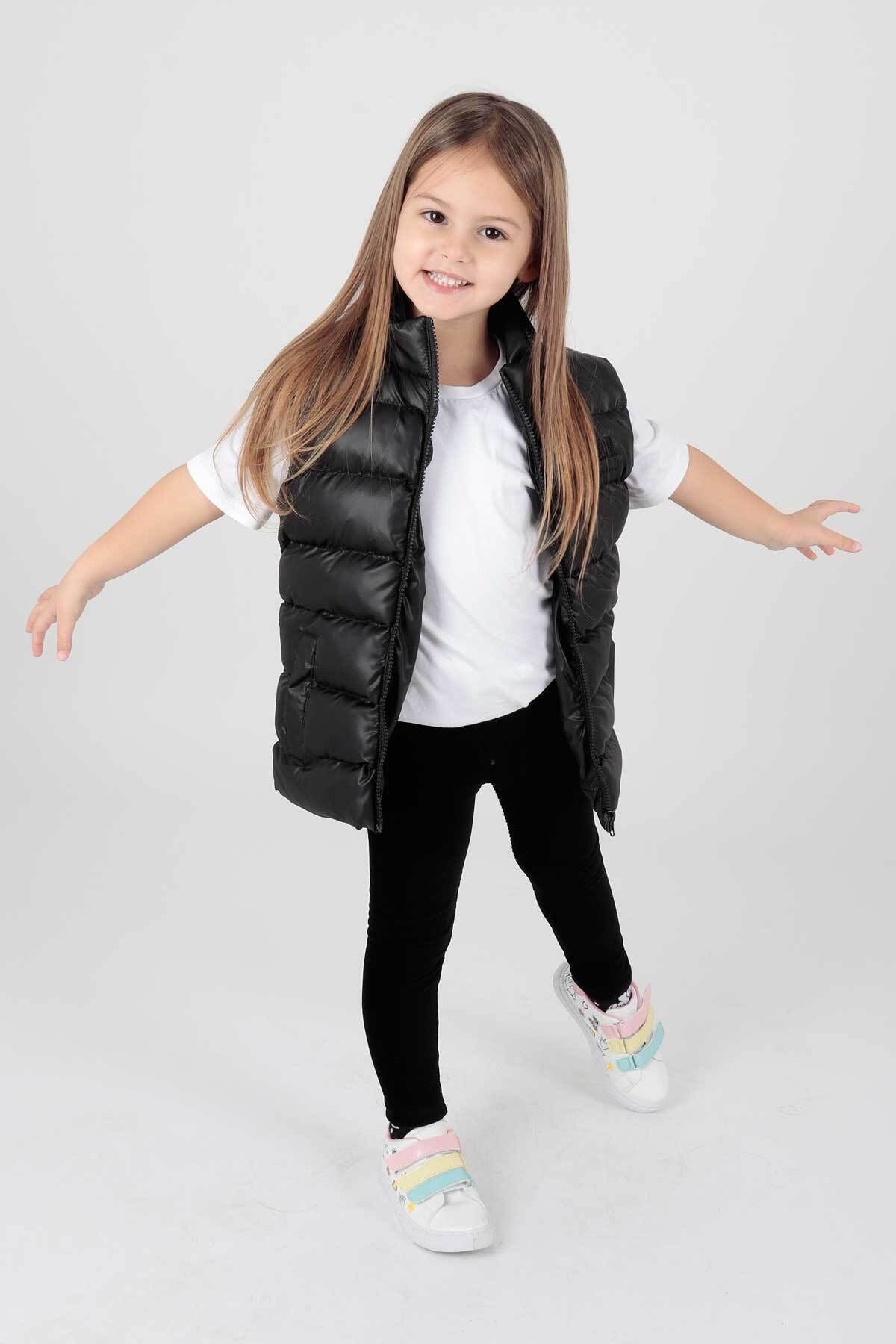 Girl's Embroidered Trendy Patterned Inflatable Vest without Hood Ak216869