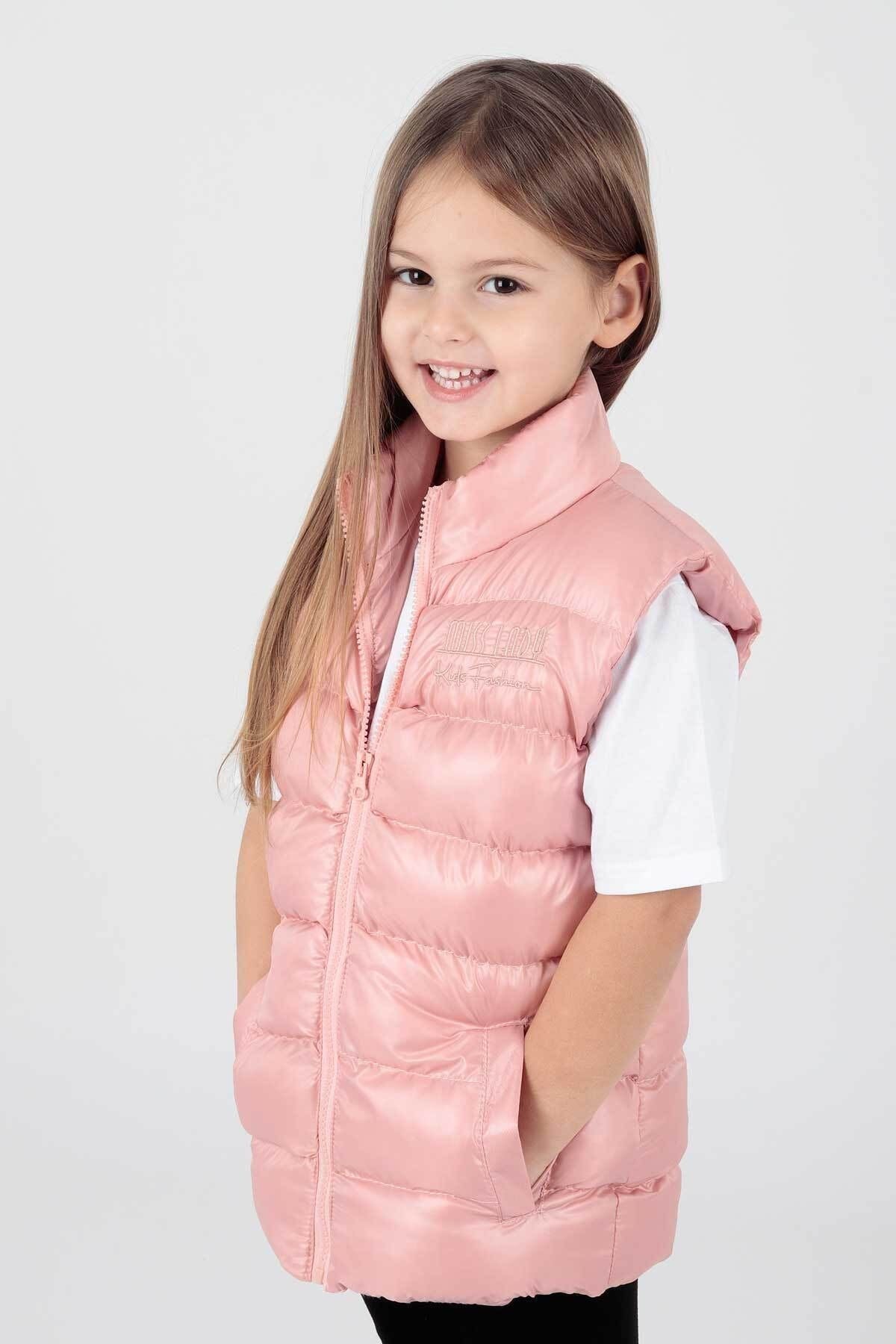 Girl's Embroidered Trendy Patterned Inflatable Vest without Hood Ak216869