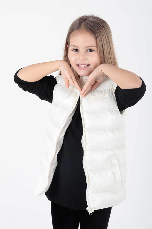 Girl's Embroidered Trendy Patterned Inflatable Vest without Hood Ak216869