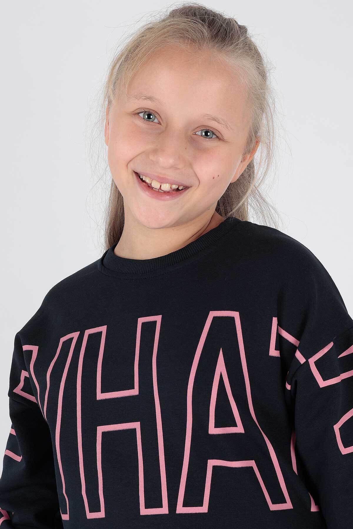 AHENK KİDS AK15153 GIRLS WHAT PRINTED SWEAT