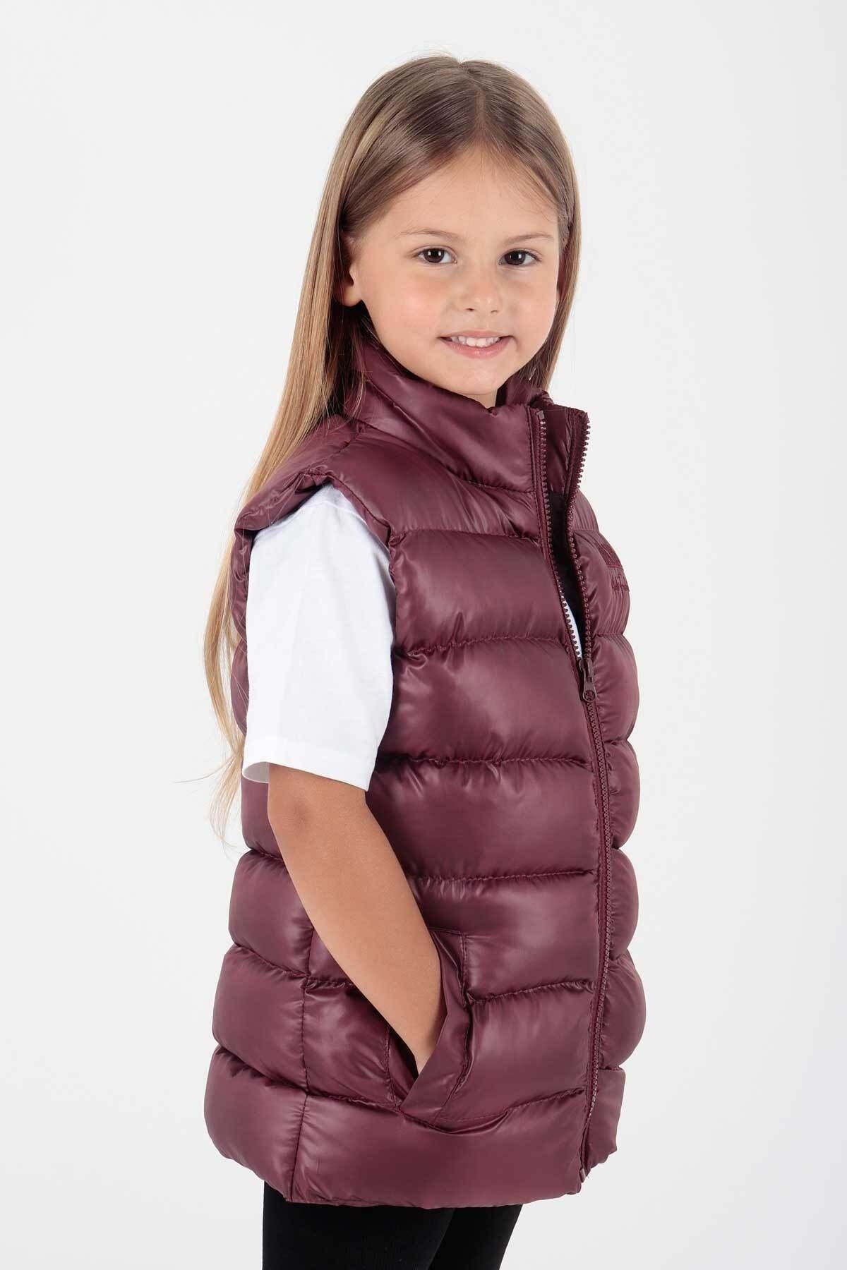 Girl's Embroidered Trendy Patterned Inflatable Vest without Hood Ak216869