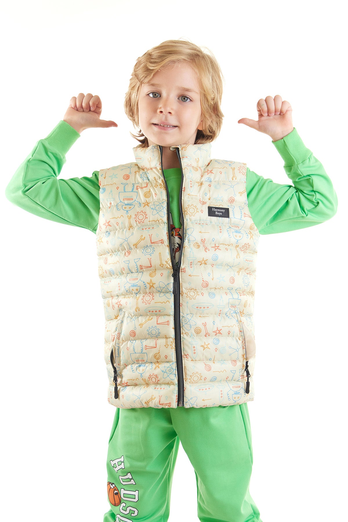 Boy's Robot Printed Trend Inflatable Vest Ak213031