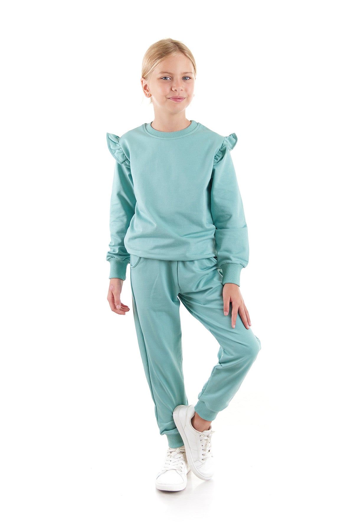 Girl's Ruffle Detailed Trend Tracksuit Set Ak2515