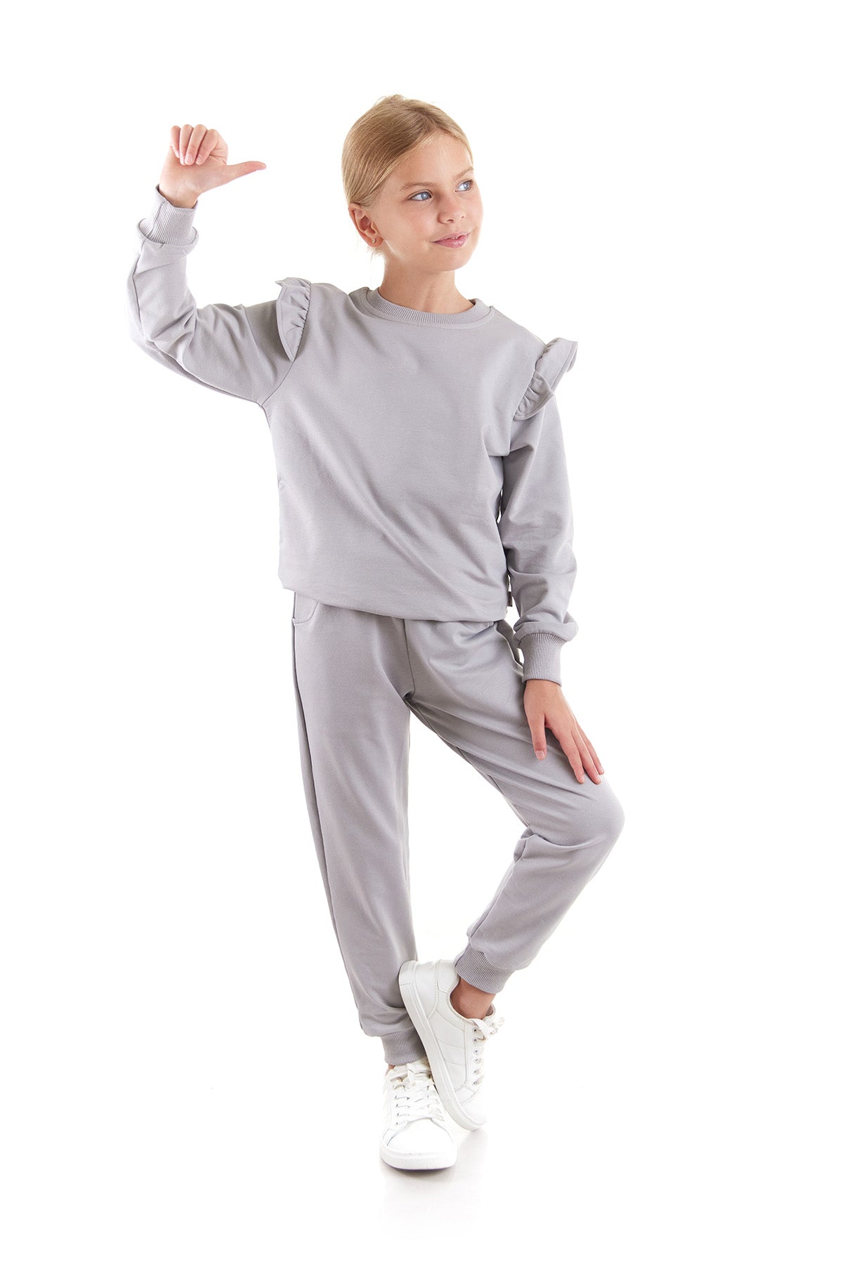 Girl's Ruffle Detailed Trend Tracksuit Set Ak2515