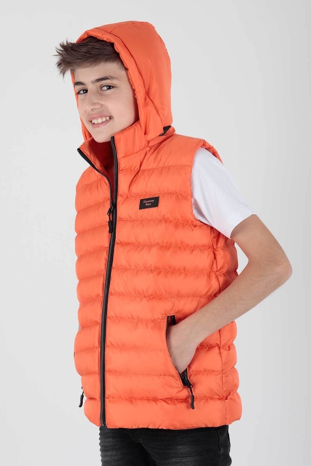 Boy's Fashion Trend Hooded Inflatable Vest Ak215051