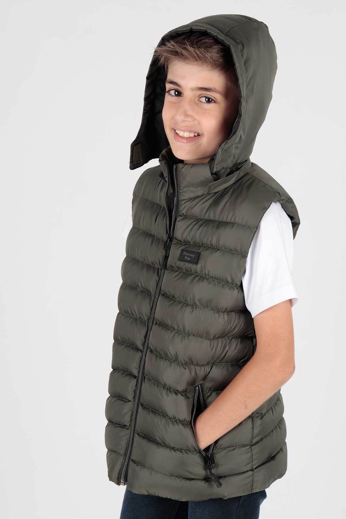 Boy's Fashion Trend Hooded Inflatable Vest Ak215051