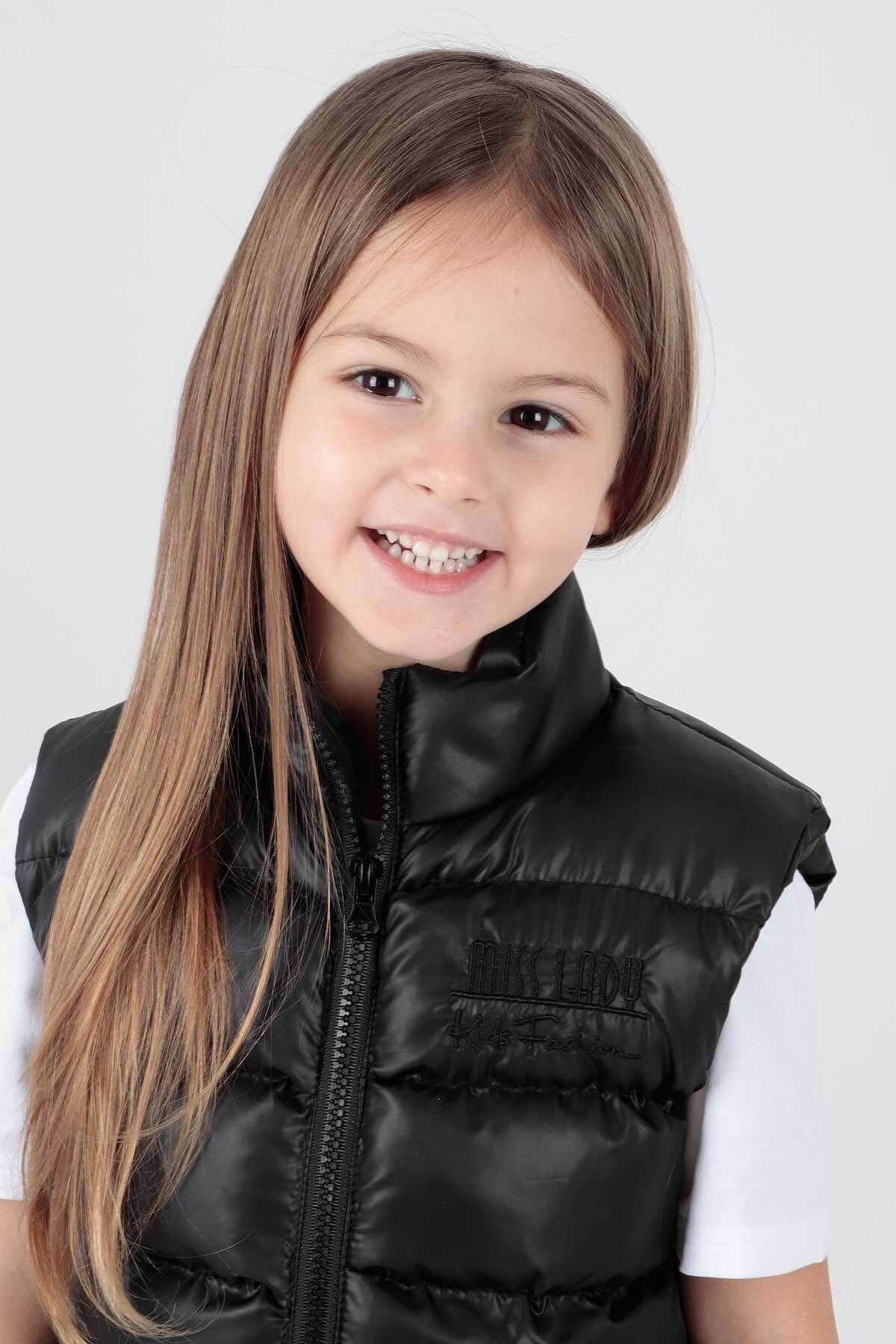 Girl's Embroidered Trendy Patterned Inflatable Vest without Hood Ak216869