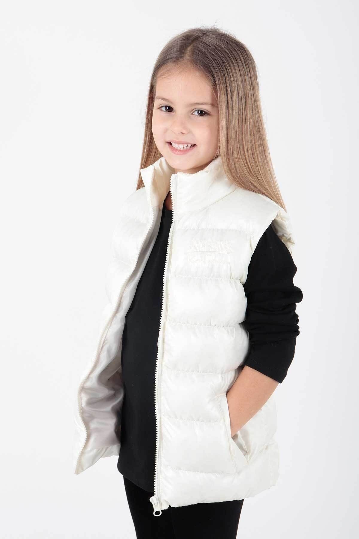 Girl's Embroidered Trendy Patterned Inflatable Vest without Hood Ak216869