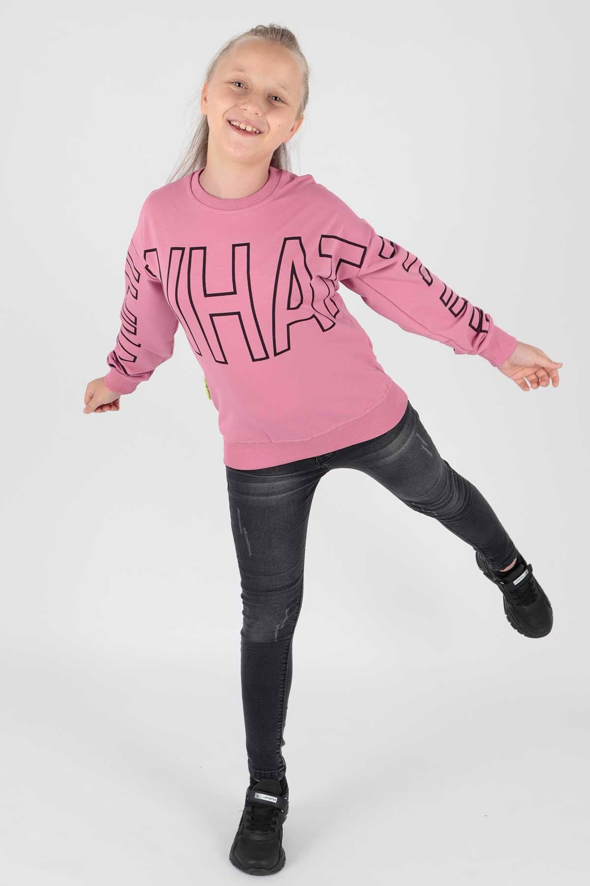 AHENK KİDS AK15153 GIRLS WHAT PRINTED SWEAT