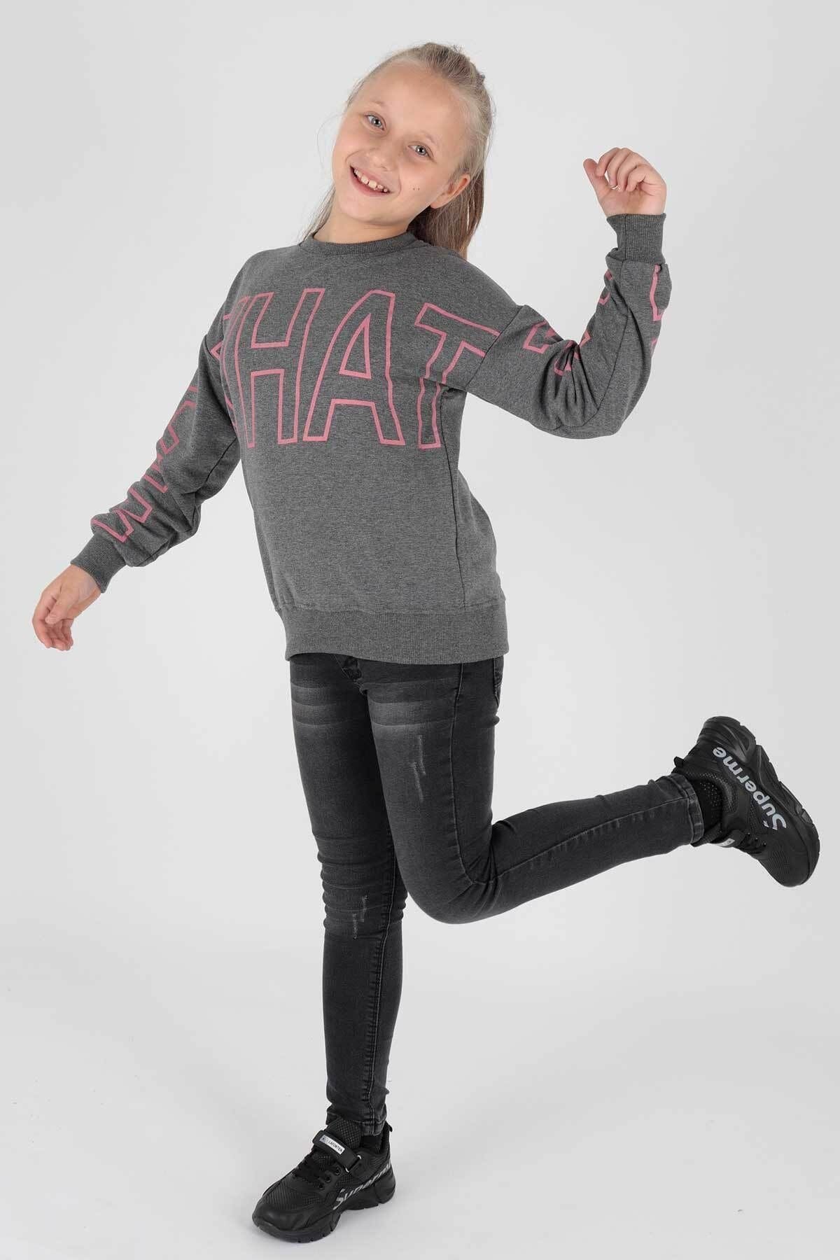 AHENK KİDS AK15153 GIRLS WHAT PRINTED SWEAT