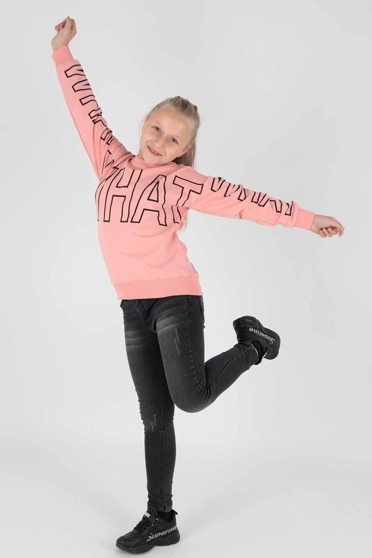 AHENK KİDS AK15153 GIRLS WHAT PRINTED SWEAT