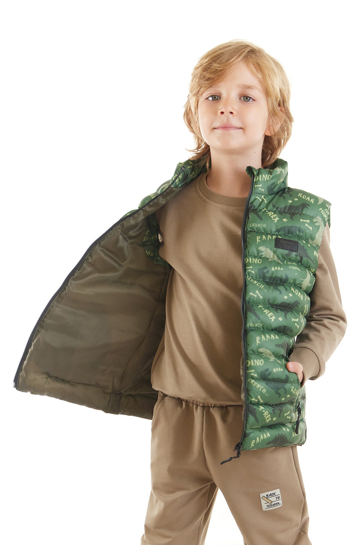 Boy Boy Dino Printed Trend Inflatable Vest AK216061