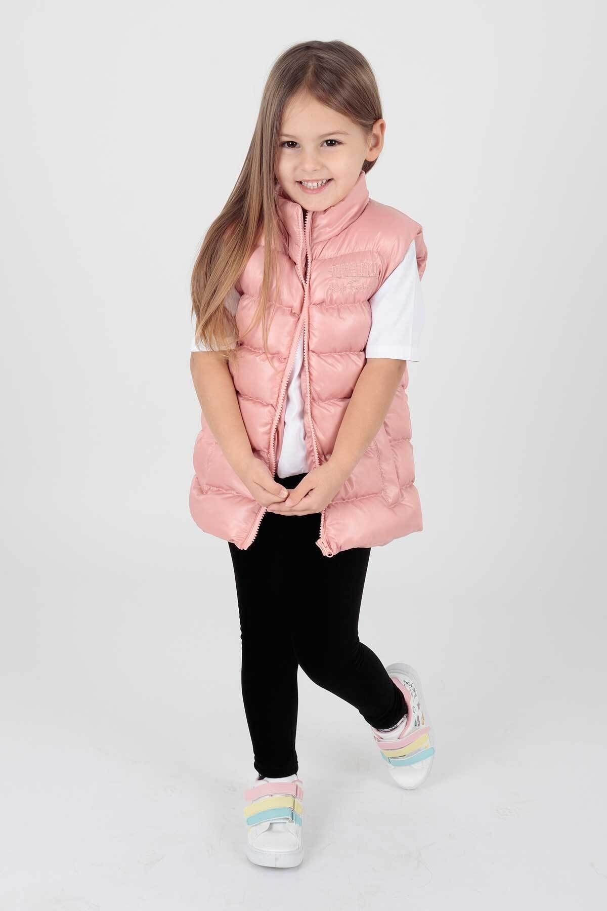 Girl's Embroidered Trendy Patterned Inflatable Vest without Hood Ak216869