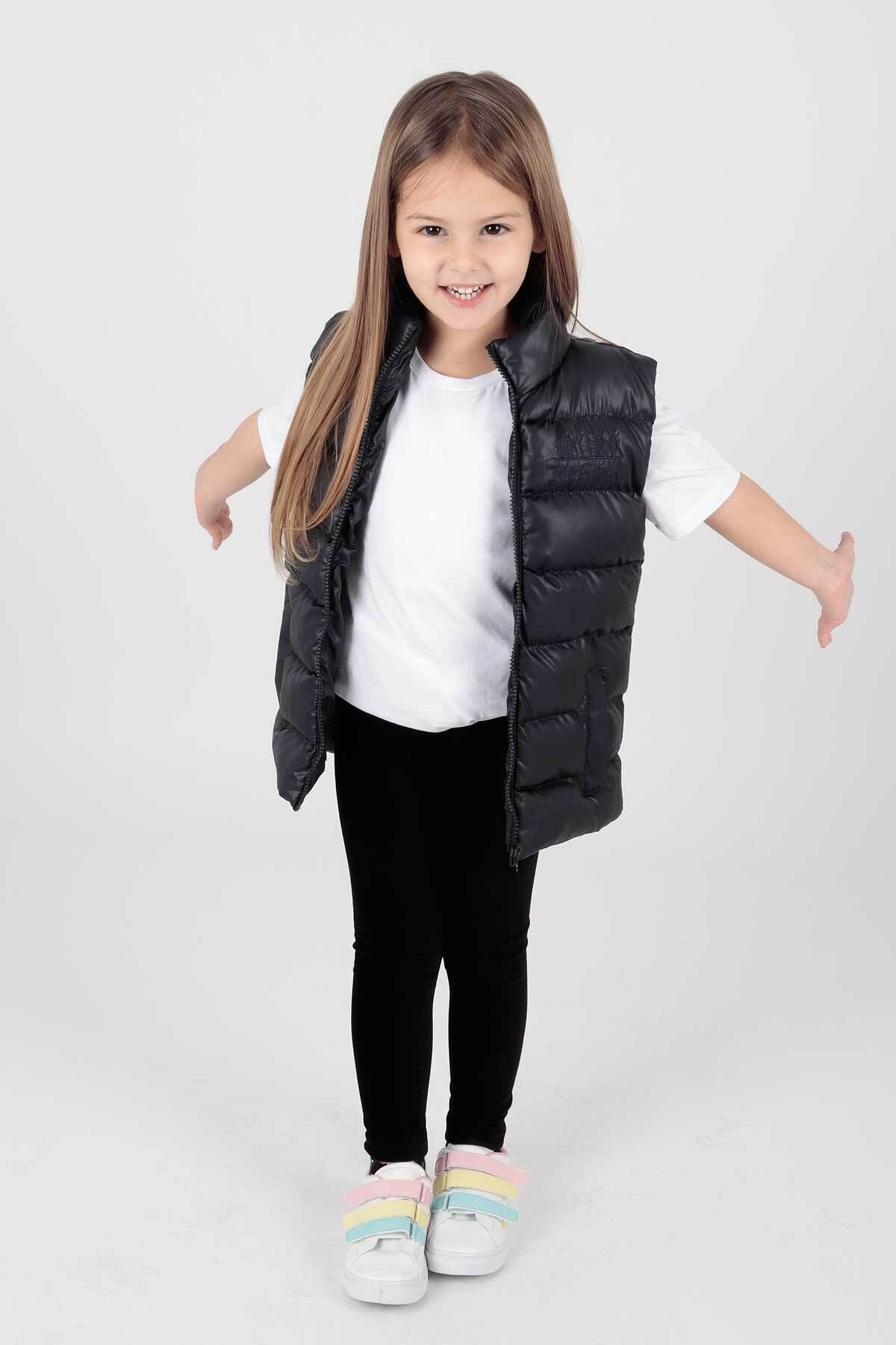 Girl's Embroidered Trendy Patterned Inflatable Vest without Hood Ak216869