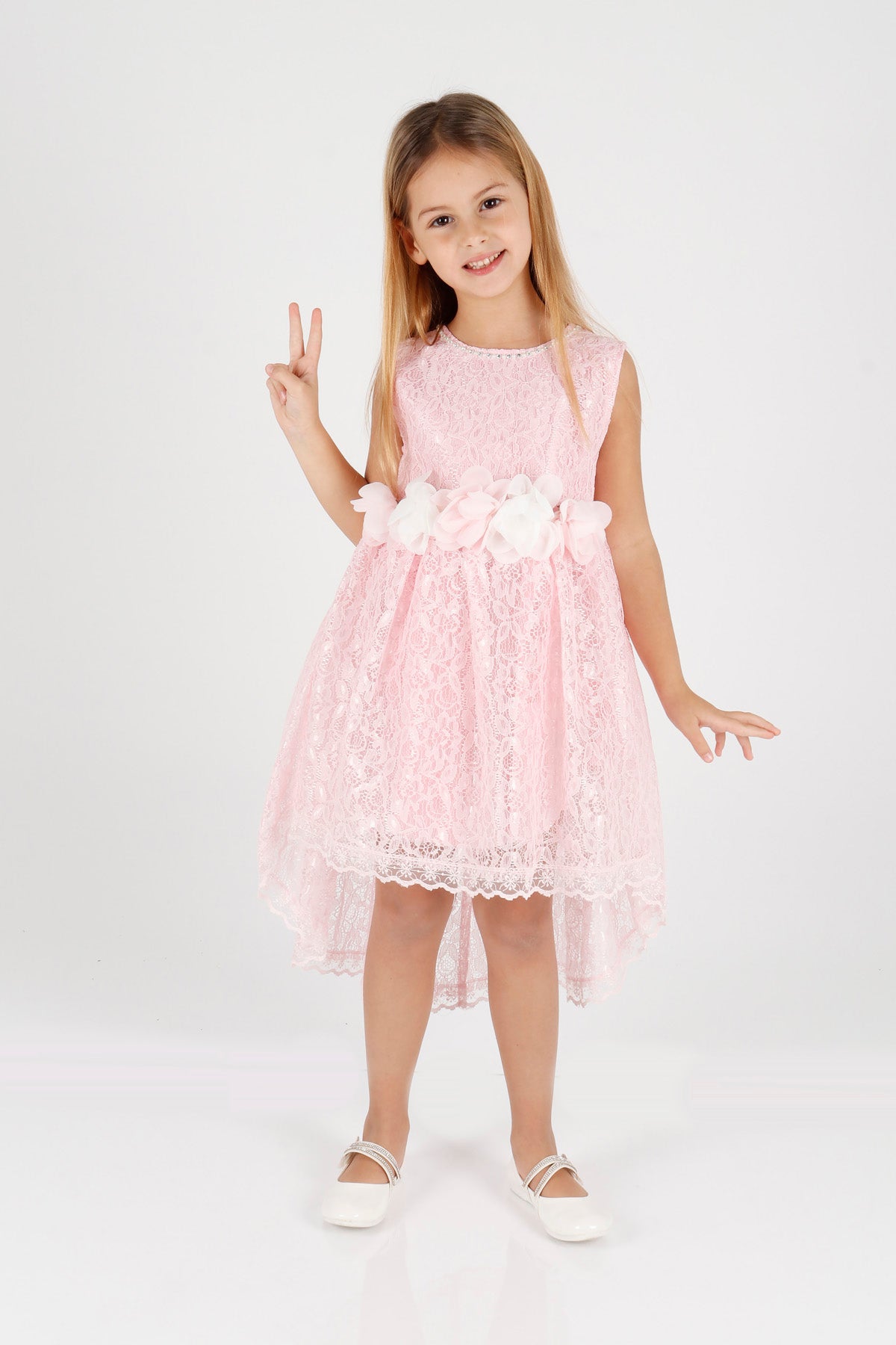 Girl's Lace Evening Dress with Tail Ak2208