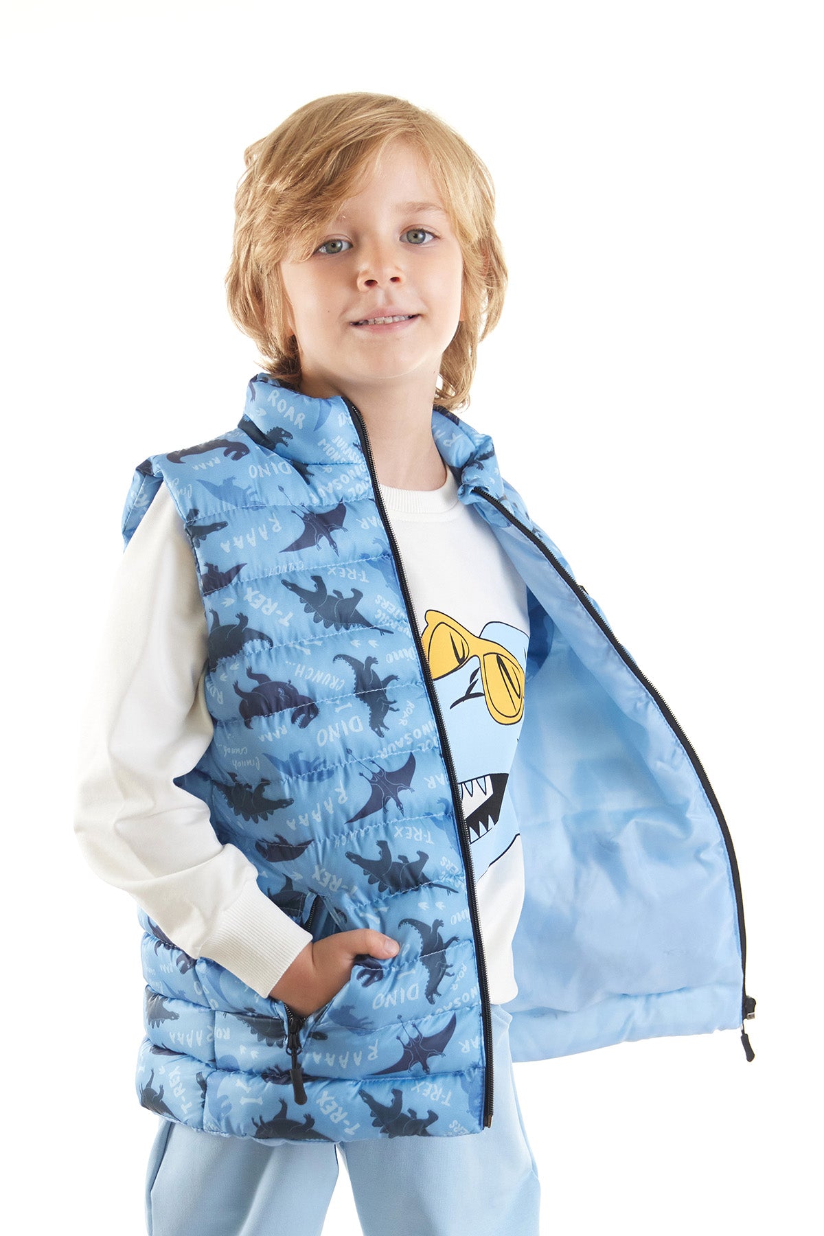 Boy Boy Dino Printed Trend Inflatable Vest AK216061