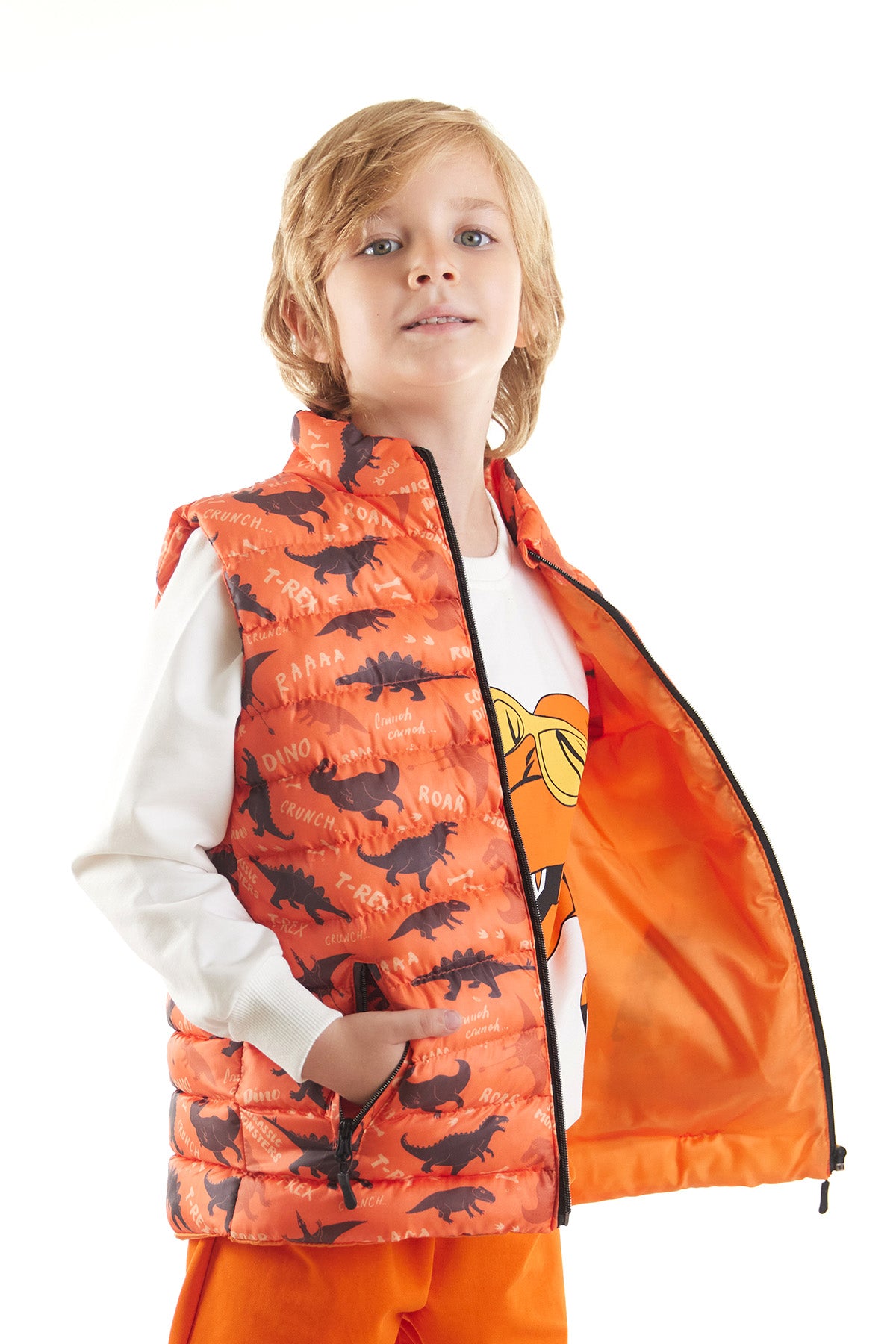 Boy Boy Dino Printed Trend Inflatable Vest AK216061