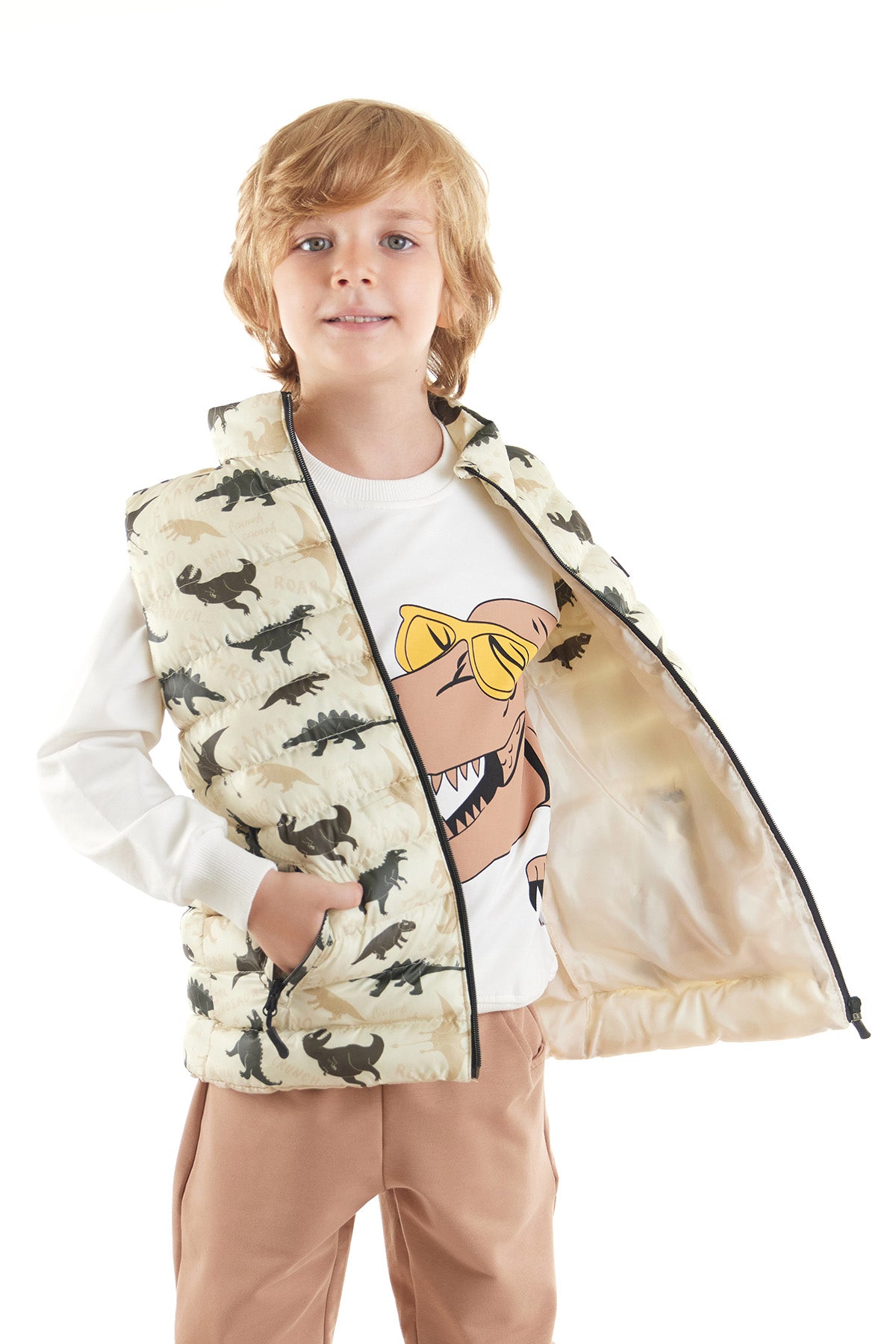 Boy Boy Dino Printed Trend Inflatable Vest AK216061