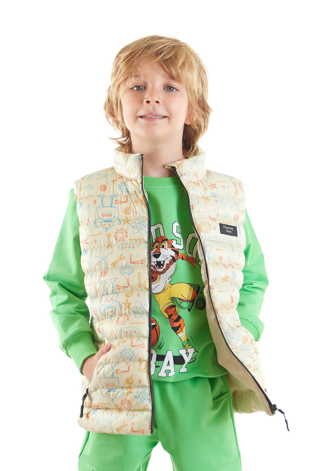 Boy's Robot Printed Trend Inflatable Vest Ak213031