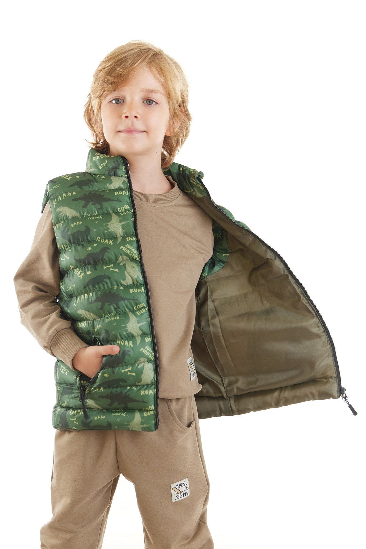 Boy Boy Dino Printed Trend Inflatable Vest AK216061