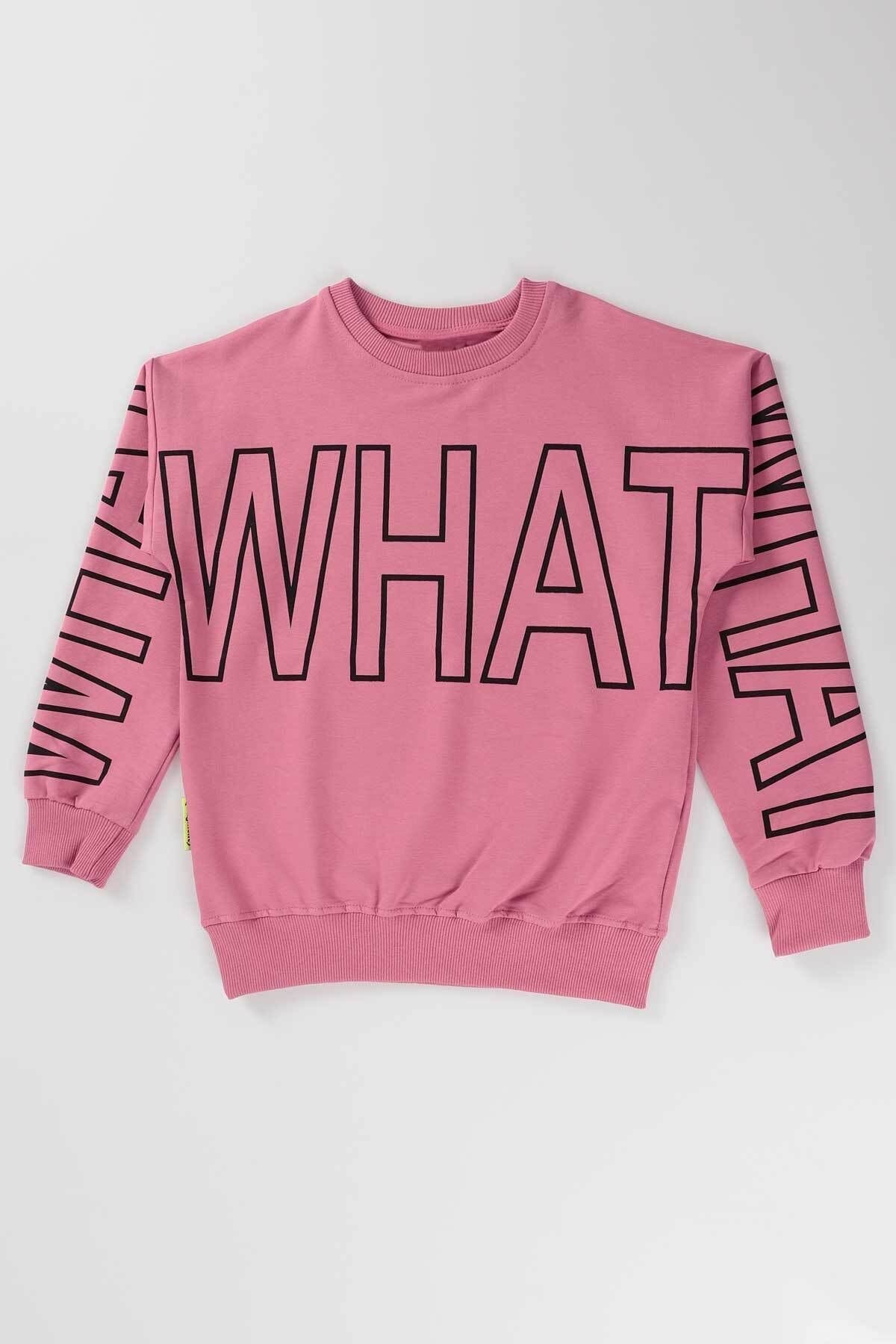 AHENK KİDS AK15153 GIRLS WHAT PRINTED SWEAT