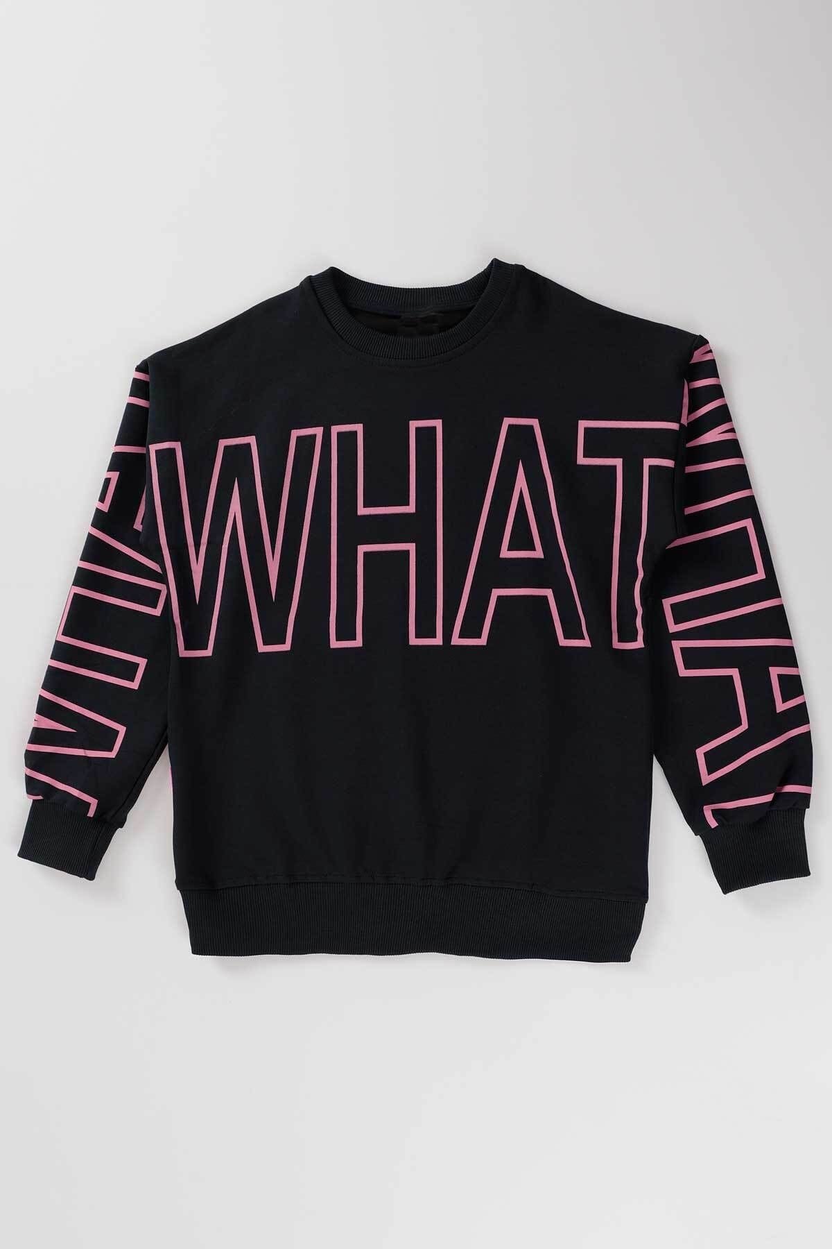 AHENK KİDS AK15153 GIRLS WHAT PRINTED SWEAT