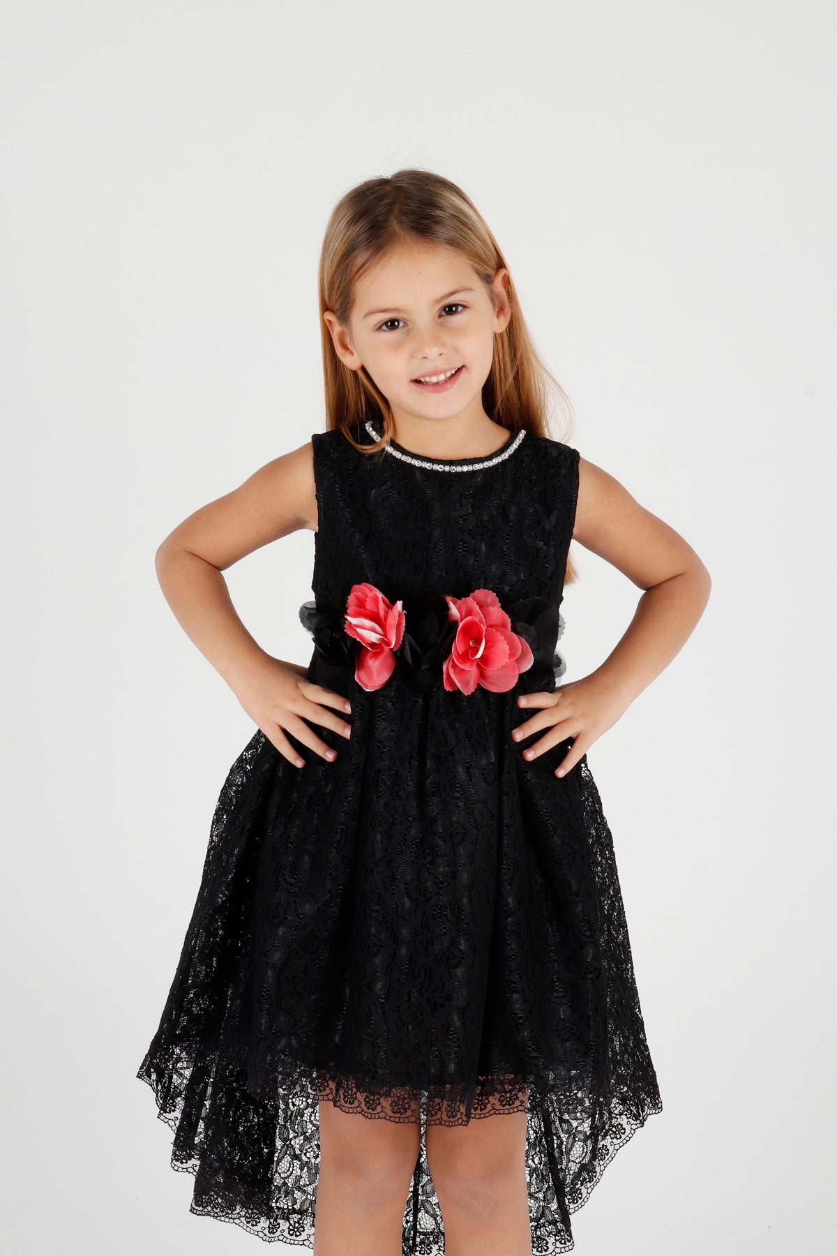 Girl's Lace Evening Dress with Tail Ak2208