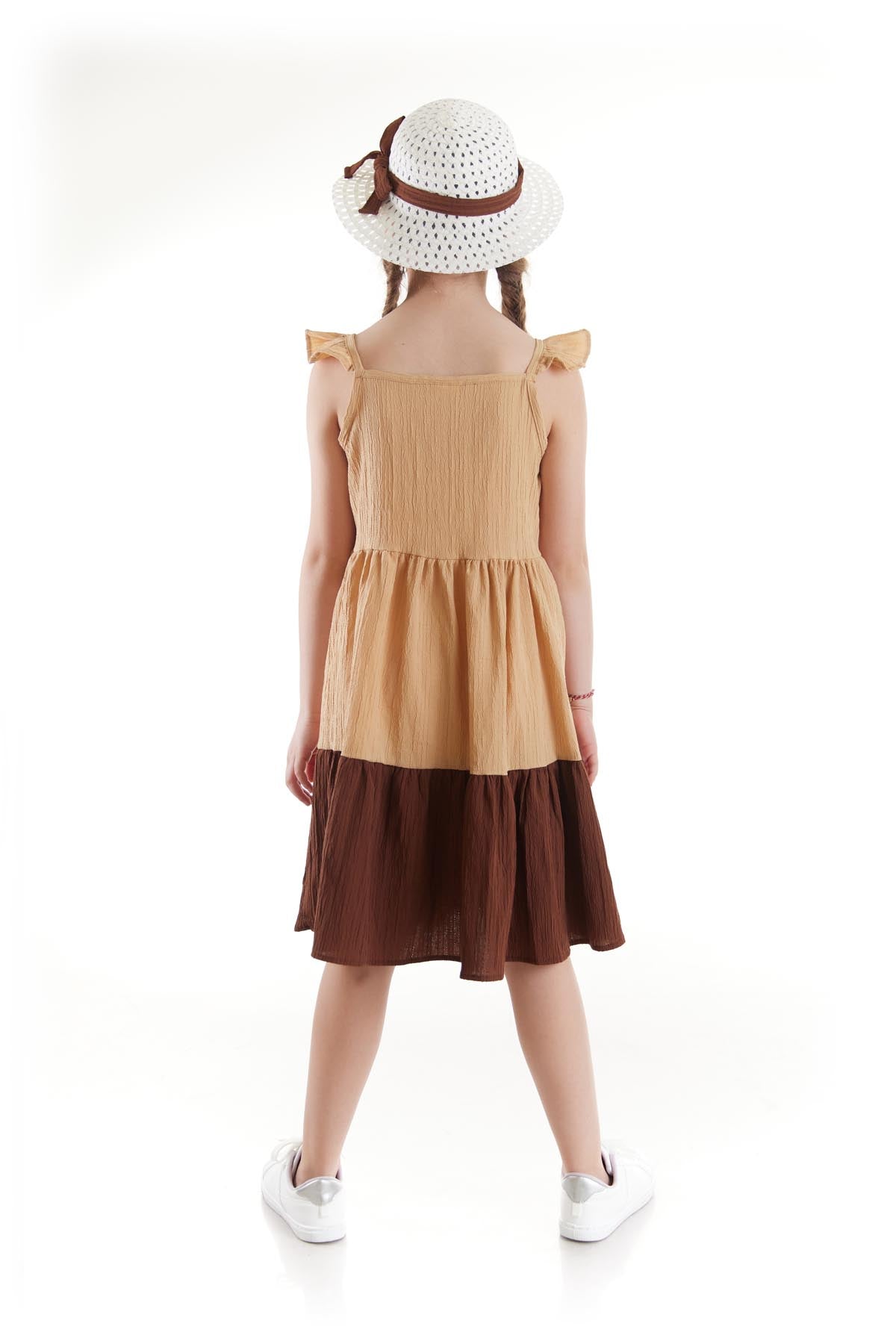 Girl's Buttoned Hat Summer Dress Cotton Ak2516