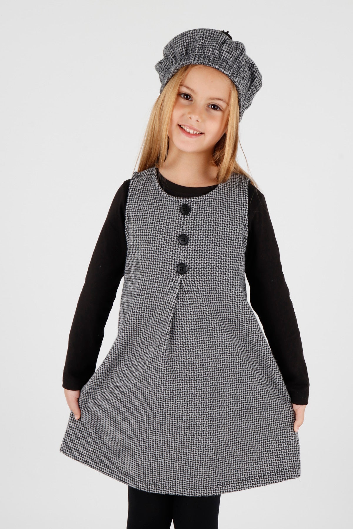 Girl's Button Detailed Badili Hat Dress Ak2403