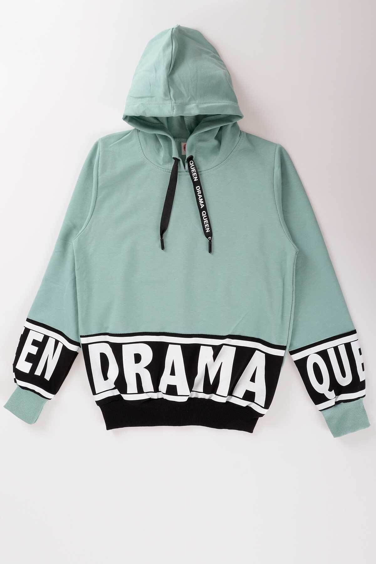 Kız Çocuk Drama Baskılı Kapüşonlu Sweatshirt Ak13433