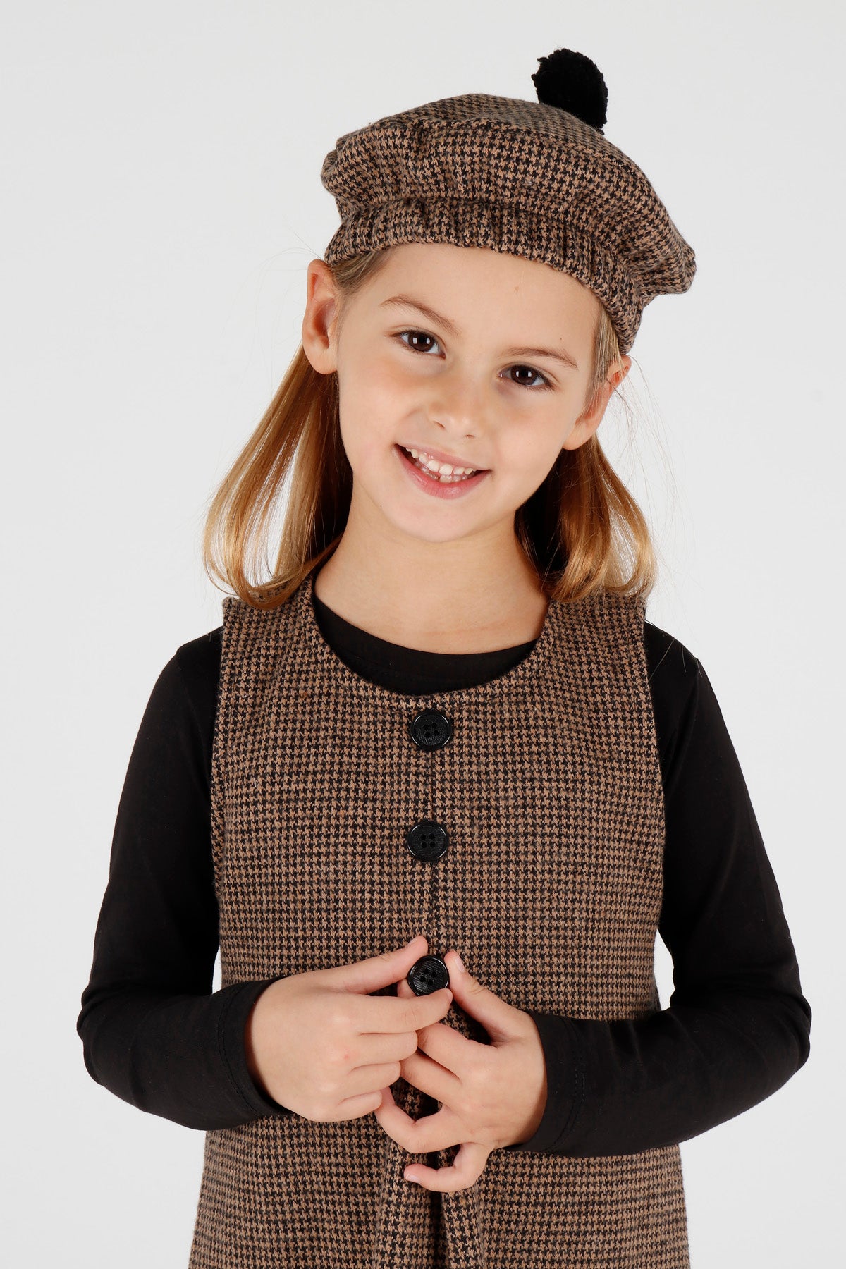 Girl's Button Detailed Badili Hat Dress Ak2403