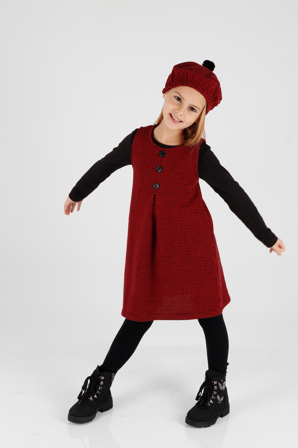 Girl's Button Detailed Badili Hat Dress Ak2403