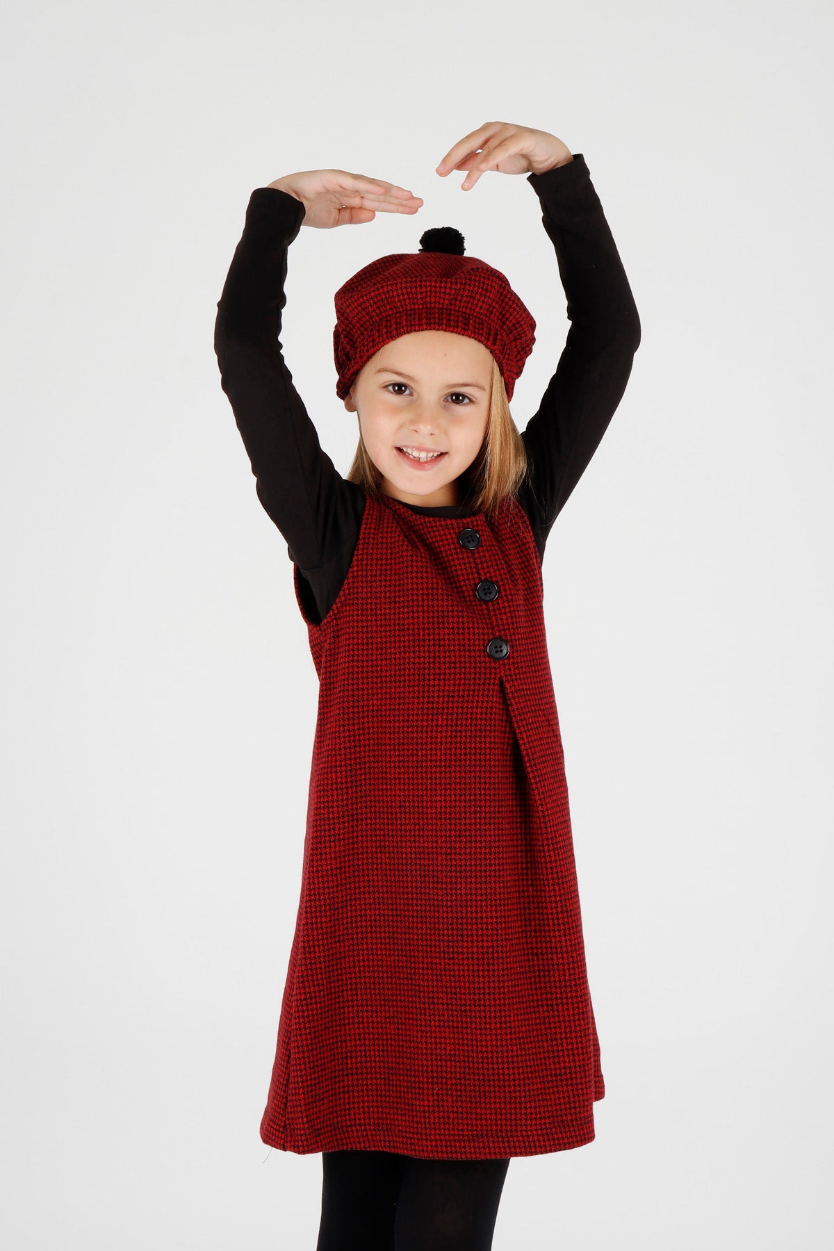 Girl's Button Detailed Badili Hat Dress Ak2403