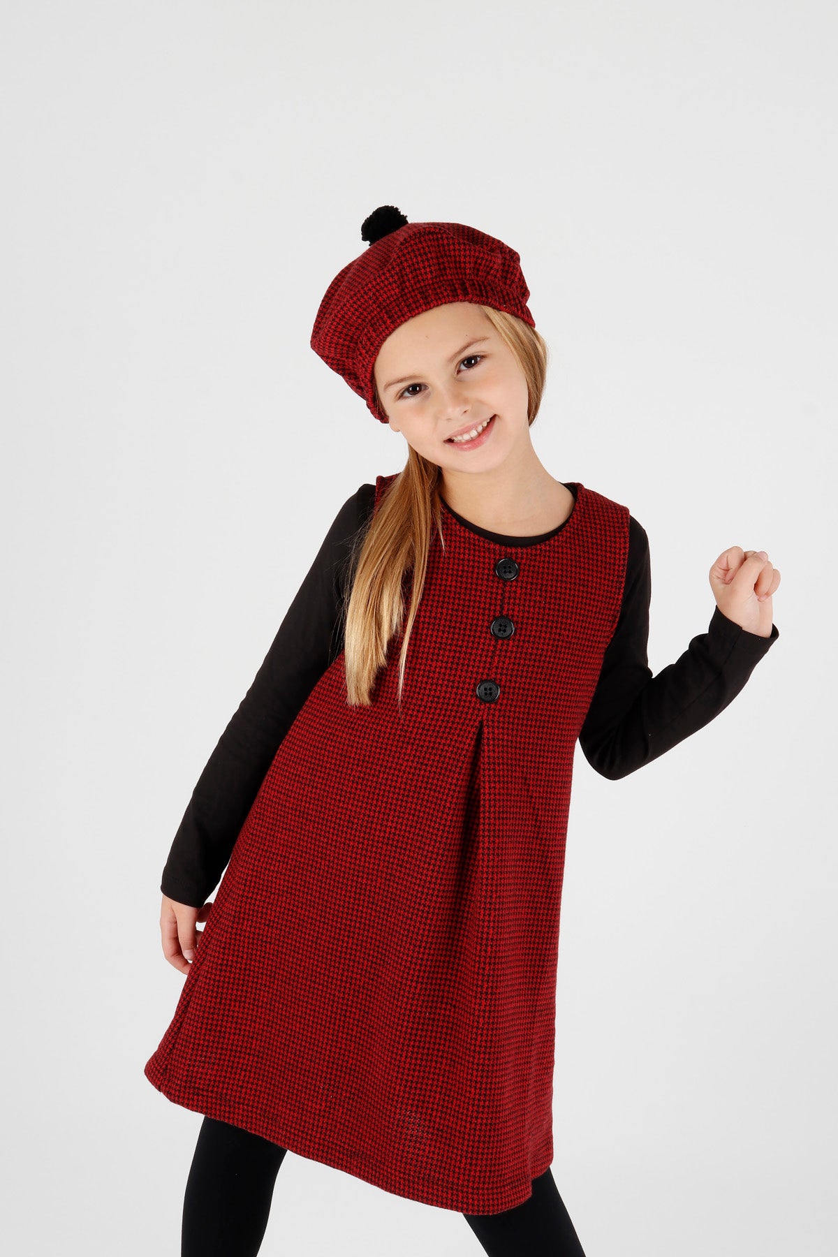 Girl's Button Detailed Badili Hat Dress Ak2403