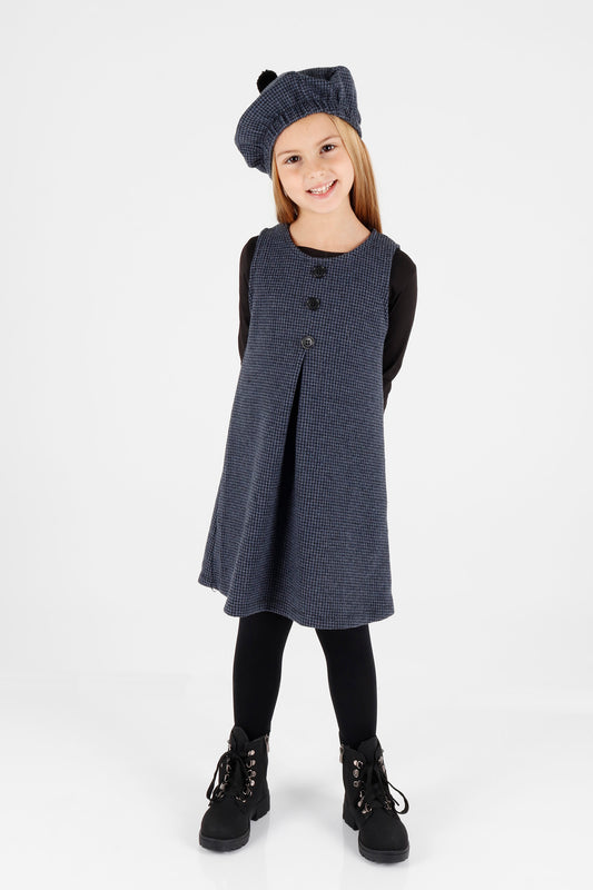 Girl's Button Detailed Badili Hat Dress Ak2403