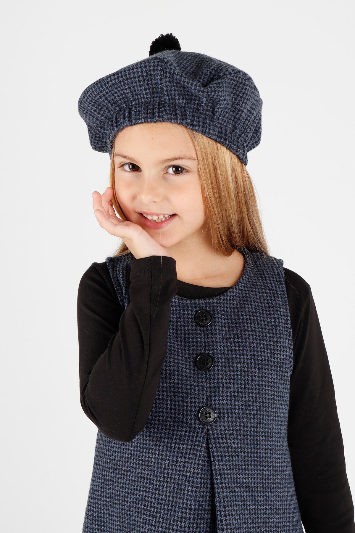 Girl's Button Detailed Badili Hat Dress Ak2403