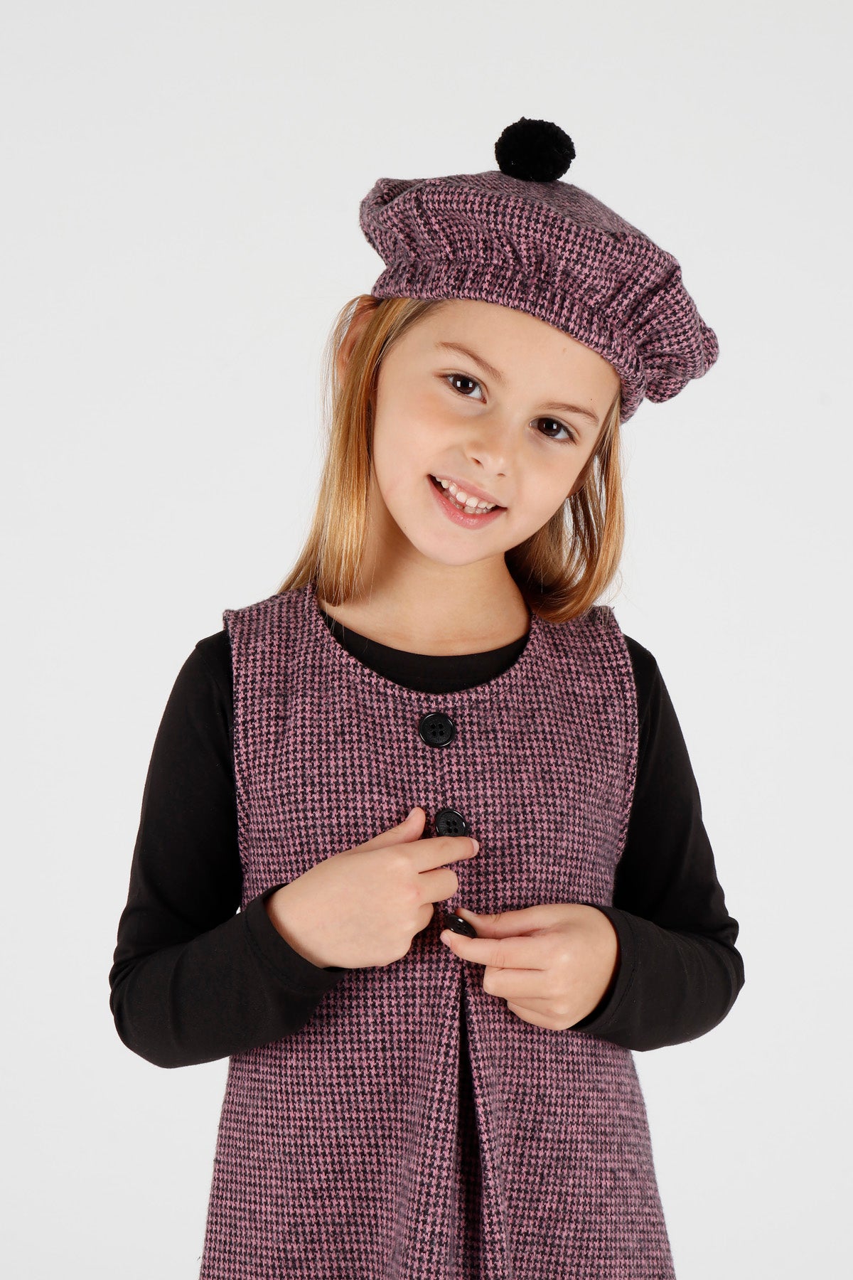 Girl's Button Detailed Badili Hat Dress Ak2403