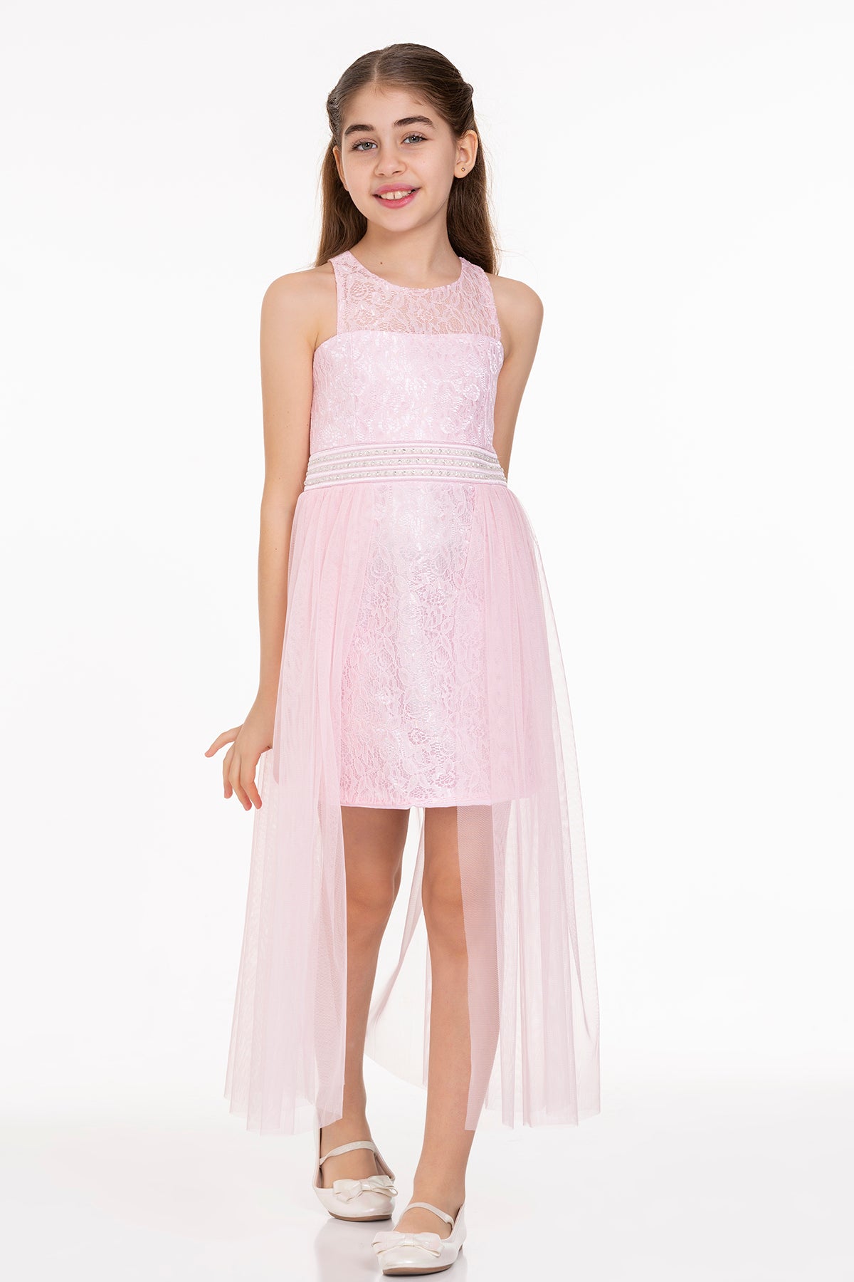 Girl's Pearl Stone Tulle Trend Evening Dress Ak2229