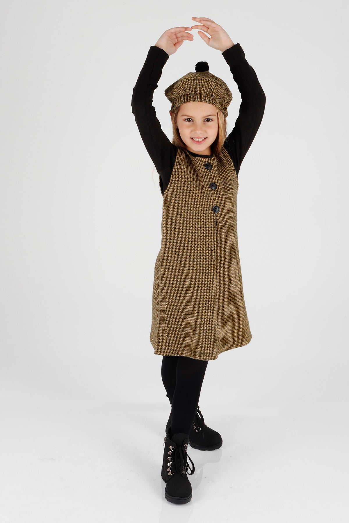 Girl's Button Detailed Badili Hat Dress Ak2403