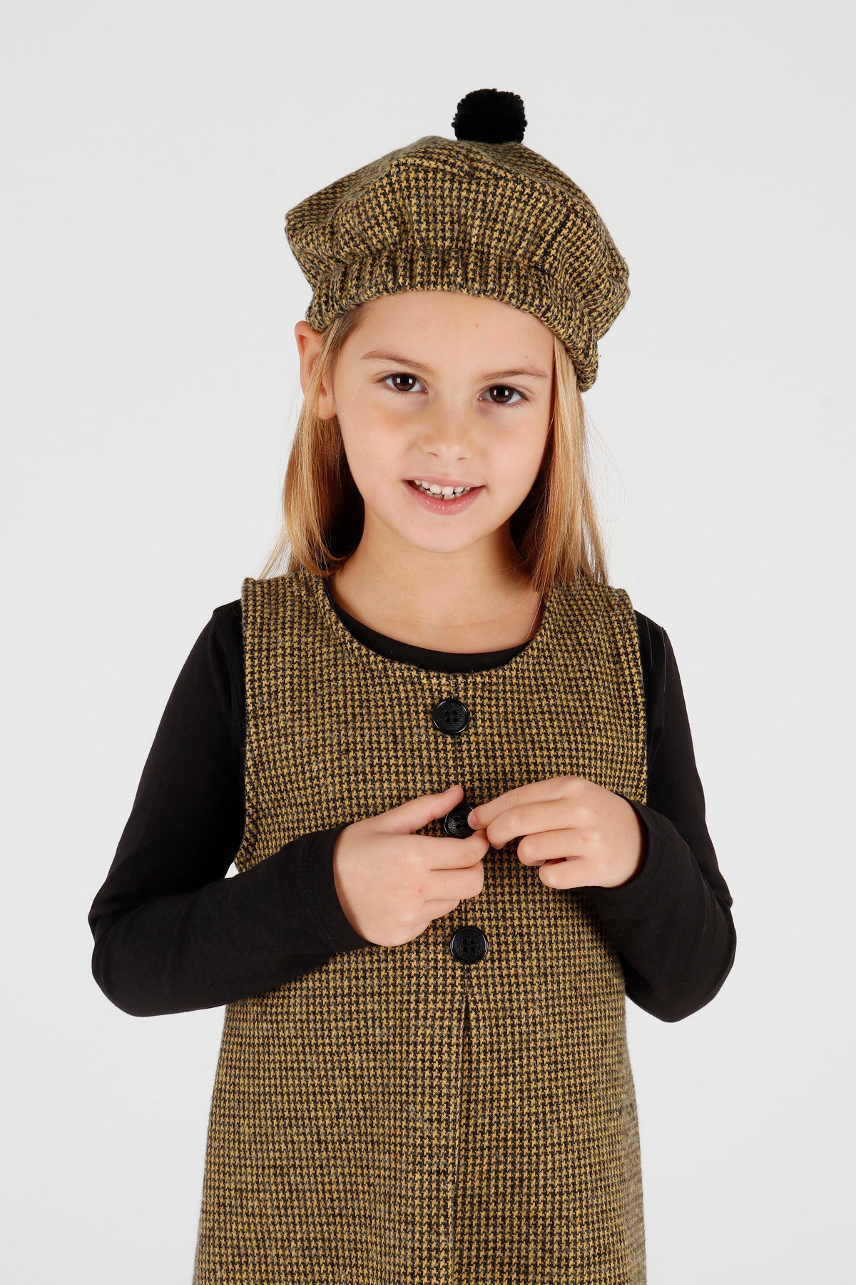 Girl's Button Detailed Badili Hat Dress Ak2403