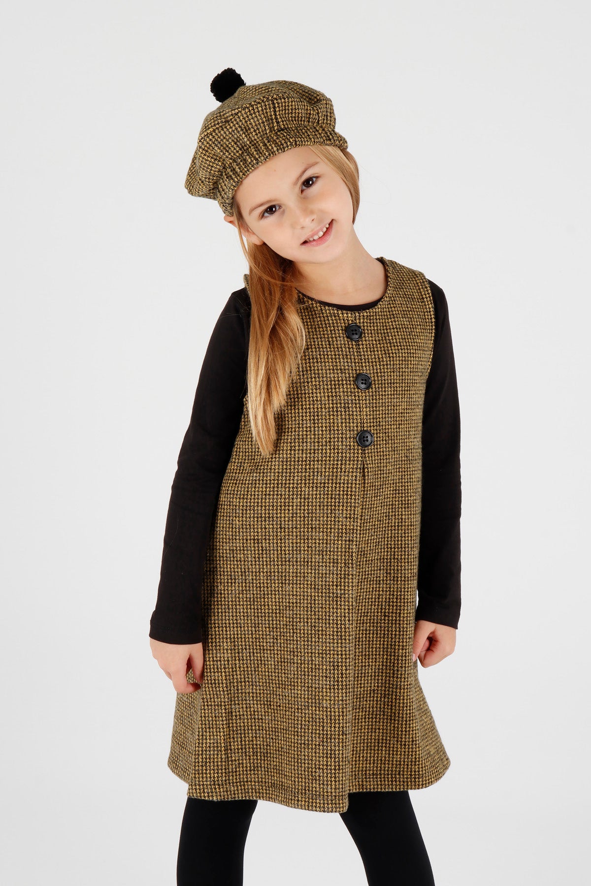 Girl's Button Detailed Badili Hat Dress Ak2403